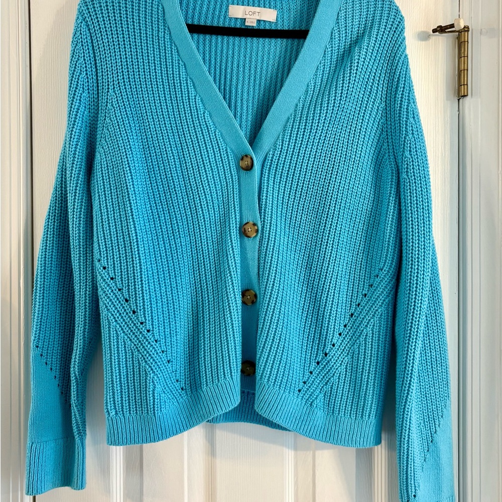 LOFT Women's Vibrant Blue Cardigan